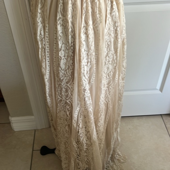 EUC Merokeety cream floral lace bridal, party,fairy, romantic maxi dress XL - Picture 3 of 8